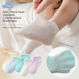 JJT 5 pairs Breathable Mesh Baby Socks for Summer Anti-Slip Floor Socks with Soft Cotton Material for Toddlers and Kids