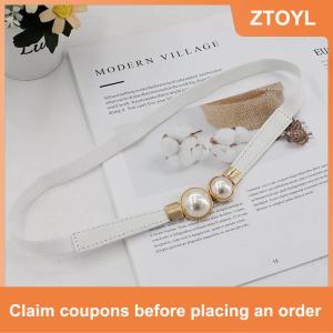 【ZTOYL】 Ngọc Trai Khóa Vành Đai PU Da Váy Váy Eo Đàn Hồi Mỏng Phụ Nữ Thắt Lưng Phụ Nữ Dây Thắt Lưng Phụ Kiện