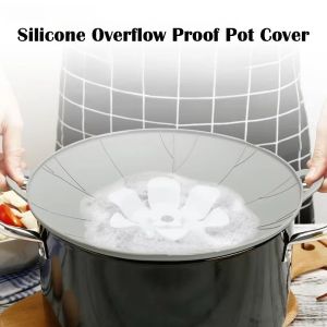 MKEB High Temperature Resistant Silicone Lid Multifunctional Spill Proof Spill Stopper Durable Splash Proof Anti Overflow Pot Cover Cooking Utensil