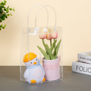 Bavan Gift PVC tote bag transparent and snap on gift beverage waterproof and dustproof packaging bag