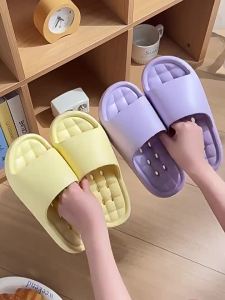 [Free Shipping] Bathroom Non-Slip Water-Draining Slippers For Women Summer Home Use Thick-Soled Quick-Dry EVA Sandals For Men
