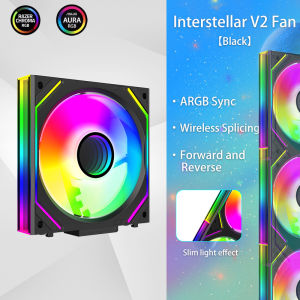Jungle Leopard Interstellar V2 CPU Fan ARGB 120mm White Prism Lian li Same Model Infinite Mirror Building Block Splicing PC Fan 3 IN 1 5V 3PIN Mainboard Lighting Sync