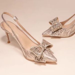 Free Shipping Stiletto Heels Pointed-Toe Closed-Toe Autumn Bridal Shoes Fashionable Rhinestone Bridesmaid High Heels New Crystal Wedding Shoes