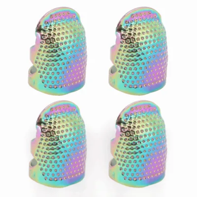 LUXEMO 4Pcs Colorful Design Finger Protector Thimble Brass Non-Slip Grip Metal Thimble Durable Adjustable Sewing Thimble For Daily Sewing