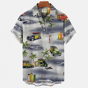 ZEEMIN  2022 Summer Mens Hawaiian Shirts Seaside Clothing Casual Coconut Tree Shirts Mens Retro Shirts Fashion Loose Short Sleeves 5xl