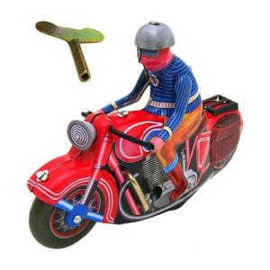 Decorative Men on Tin Motorbike Retro Tinplate Wind Up Toy Ideal for Home and Coffee Shop Decors Antique Model