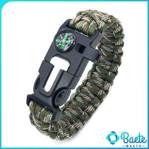 Outdoor Survival Bracelet with Compass Whistle 3.2m Rope Flint Fire Starter Paracord Bracelets Multifunctional Camping Bracelet