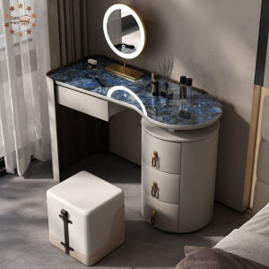 Dressing table luxurious stone rock board solid wood storage integrated small-sized dressing table