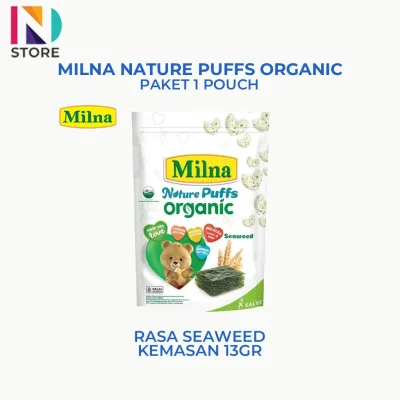 MILNA Nature Puffs Organic Rasa Banana/Seaweed Kemasan Pouch 13/15GR