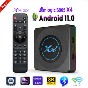 2021 New X96 X4 Android 11.0 TV Box Amlogic S905X4 Quad Core Cortex A55 8K HD 2.4G&5G Wifi Bluetooth 4.1 4GB 32GB 64GB 100M/1000M Smart Media Player for Youtube Support Google Voice Assistant