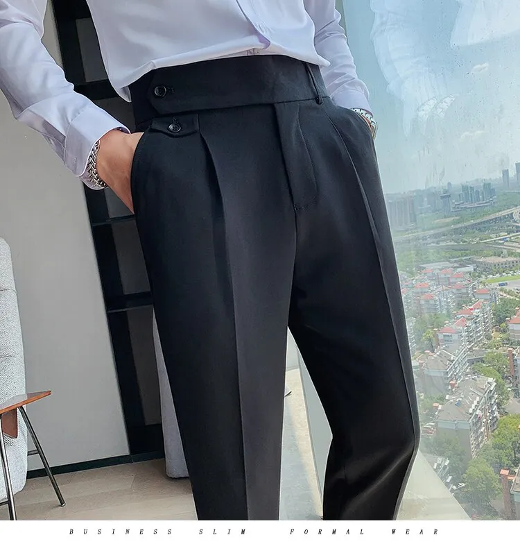 Advbridge Brown/Black Suit Pants Men Fashion Society Mens Dress Pants  Korean Loose Straight Casual Pants Mens Office Formal Trousers S-3XL