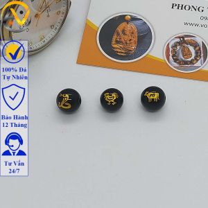 Vòng tay mã não đen tam hợp tỵ dậu sửu - size 8 10 12ly cho người mệnh thủy mệnh mộc - có khai quang điểm nhãn may mắn tài lộc - PHONG THỦY ANH VŨ