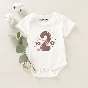 Jaswearph Cotton Baby Onesie Romper Bodysuit Brown Bear theme Newborn Clothes Baby Girl Baby Boy