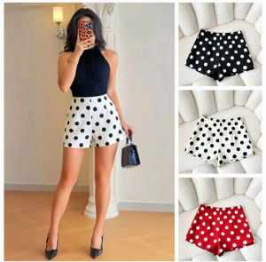 KUO Casual Plain Color AND Polka Dot AND Maong Denim Blue AVAILABLE Regular Size AND Plus Big Size High Waist Short