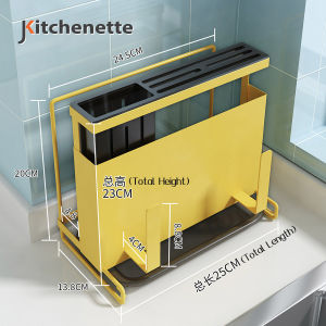 Wall Mount Kitchen Cutting Board Rack Knife Cutlery Holder