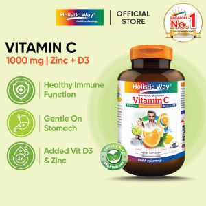 Holistic Way Non-Acidic Buffered Vitamin C 1000mg with Bioflavonoids Zinc & Vitamin D3 – Gentle on Stomach Supports Immunity & Antioxidant Defence — Vegetarian (60 Tablets per bottle)
