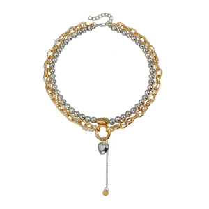 Trendy Gold And Silver Alloy Heart Pendant Necklace Adjustable Length Neckchain Clavicle Accessory Gift For Her