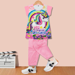 Kids Terno For tshirt+pants Girls Set Babae Cartoon Clothing Child Tops UGA053