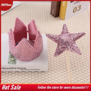 【COD】🔥🔥🔥 INS Baby Shower Girl Glitter Pink Crown Boy Birthday Party Headwear Stage Performance Headband Star Fairy Stick
