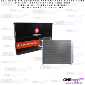 Ermetiq CON-FD-12C-028 Condenser for Ford Ranger Mazda BT50 2011 Core Thickness 12mm Size 618x516x120mm