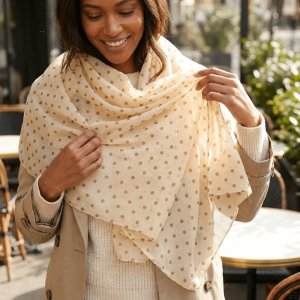 OEUVR Breathable Polka Dots Printed Scarf Thin Chiffon Transparent Long Beach Silk Scarf Elegant Boho Sun Protection Shawl Summer Season