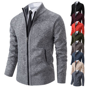 Mens Sweater Cardigan Knit Jacket Autumn Cardigan Winter Fleece Cashmere Formal Knitting Hombre Zipper Up Cold Coat Menswear