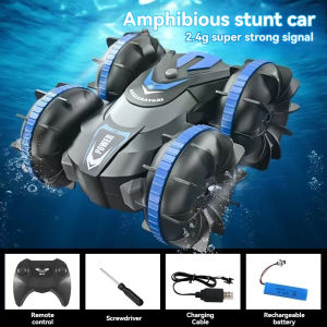 【Local Delivery】Waterproof 2.4 GHz Remote Control ship for Kids，amphibious remote control verhicle all terrain RC stunt vehicle