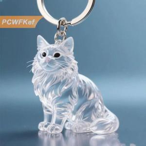 【PCWFKef】 พวงกุญแจกระเป๋าเก็บของแมวน่ารักแบบใสมีจี้ห้อยกระเป๋าขนสัตว์เลี้ยงของที่ระลึกแคปซูลของที่ระลึกของสะสมของขวัญอุปกรณ์ตกแต่งของขวัญ