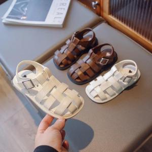 Gladiator Children Sandals Girl Soft Princess Shoes Retro Brown Roman Sandal Outdoor Braided Shoe Beige Kids Shoets Weave G03223