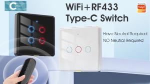 WH  Tuya Smart Switch Wifi Remote Smart Switch Smart Home Control Panel Timer Touch Button RF433 Wall Switch 2-in-1 Neutral & No Neutral Alexa Google Home