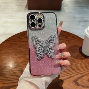 SAMSUNG A02 A02s A03 A03s A04 A04s A05 A05s A06 A12 A13 A14 A15 A16 A32 A33 A34 A35 A36 A52 A52s A53 A54 A55 A56 4G 5G 2 in 1 transparent shining bling camera protect butterfly stand soft case 手机壳