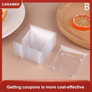 【CANAMEK】 10Pcs Transparent Mini Appetizer Plates Ice Cream Cup Plastic Fruit Candy Cake Jelly Yogurt Mousse Dessert Container Pastry Tool