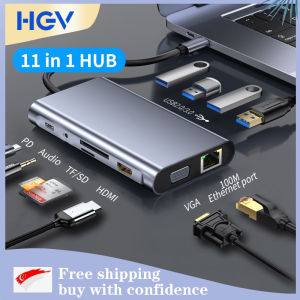 HGV [24H SHIPPE] USB C HUB 4 6 8 In 1 Type C To Multi USB 3.0 USB 2.0 HUB HDMI-compatible 4K PD and SD/TF Card Reader for MacBook Pro Google Chromebook Samsung Galaxy S8/S9 Huawei Mate
