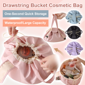 🔥Hot Sale🔥Upgraded Largecapacity Handheld Storage Drawstring Bucket Bag Portable Drawstring Makeup Bag Large Capacity Cosmetic Organizer Bucket Shaped Travel Toiletry Pouch For Women Water Resistant Easy Carry Beauty Accessory Storage