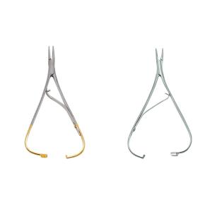 1pc Dental 2Color Dentistry Straight Head Needle Holder Forceps Curved Plated Handle Stainless Steel Orthodontic Plier Surgical Instrument