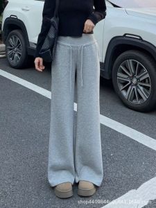 lulu Original Label Scuba Mid-waist womens versatile wide-leg sports casual sweatpants yoga pants micro-sweatpants