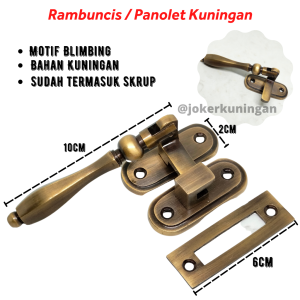 Rambuncis JUMBO Kuningan Motif Blimbing Tebal Grendel slot kunci Jendela Rambuncis panolet jendela Rambuncis dolomite rambuncis unikey