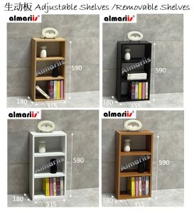 Almariis® (Sh203) 3 Tier Adjustable Shelf/3 Tier Utility Shelving/3 Tier Adjustable Bookcase/3 Ajustable Compart