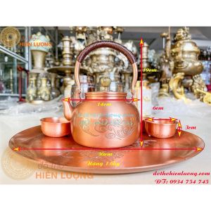 Bộ Ấm Chén Uống Trà Bằng Đồng Đỏ Nguyên Chất