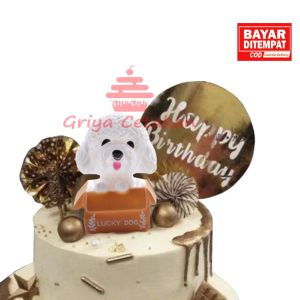 Griya Cetakan Cake Topper Anjing White Poodle Pudel Putih Hiasan Kue