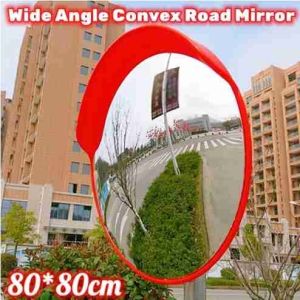 กระจกโค้งจราจร โพลีคาบอเนต ยึดตึดกำแพง กระจกยุบตัวได้ มีพลาสติกหุ้มลอกก่อนการใช้งาน