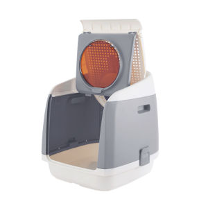 ห้องน้ําแมว Tomcat Gray color รุ่นโดมอวกาศ เข้าได้ 2 ทาง ขนาด 54.9x42x49.2 ซม. พร้อมที่ตักทราย