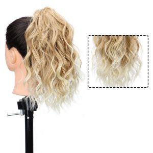 SDFSF Corn Perm Claw Clip Ponytail Wig Ponytail Extension Ombre Short Wavy Curly Ponytail Hair Accessories Fluffy Pony Tail Hairpiece for Women