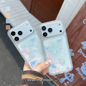 Glitter Quicksand Liquid Case for iPhone 17 16 15 Pro Max Clear Cover Floating Ocean Dolphin Whales Shell Dynamic Move Sand Capa