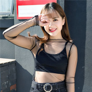 Feelme KK-330 Atasan Blouse Lace Transparant Mesh Fashion Korea