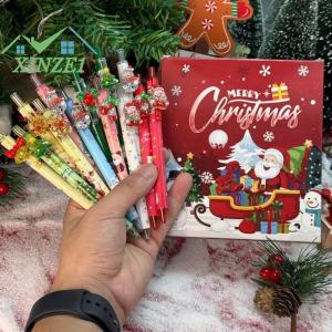 💖💓 ปากกาเจลรูปการ์ตูนซานตาคลอสมนุษย์หิมะลายกวางเอลก์กดน่ารัก5 10ชิ้นอุปกรณ์สำนักงานเครื่องเขียนสำหรับนักเรียนของขวัญ