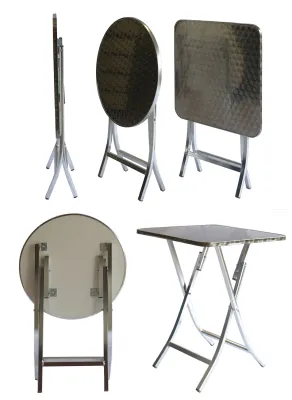 [TheGoodFurniture] Aluminum Table and chairs. Foldable aluminum table for cafe. Outdoor balcony/patio. Indoor small dining set/leisure high tea.*FAST DELIVERY*