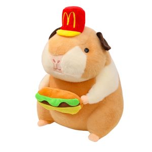 VERIDIAI Fluffy Hamburg Capybara Plush Toys With Hamburg 35cm Stuffed Capybara Doll Kids Accompany Dolls PP Cotton Simulation Capybara Toy Home Decor Gifts