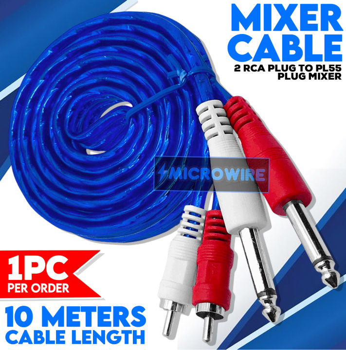 Mixer Plug Mixer Cord 2 RCA Plug to 2 PL55 Plug Mixer PL55 10 METERS HEAVY DUTY ...