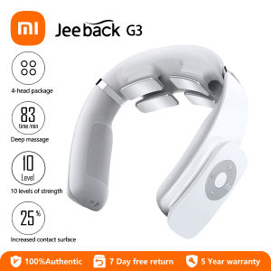 NO.1 Xiaomi Original Authentic New Jeeback G3 Electric Wireless Neck Massager TENS Pulse Relax Relieve Neck Pain 4 Head Vibrator Heating Cervical Massage Health Care 83 minutes deep massage 42° constant temperature hot compress 3s heating long battery